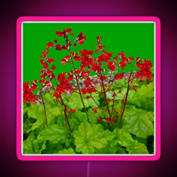 DELICATE RED FLOWERS GREEN GARDEN ART RGB Neon Sign