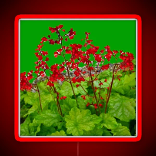 DELICATE RED FLOWERS GREEN GARDEN ART RGB Neon Sign