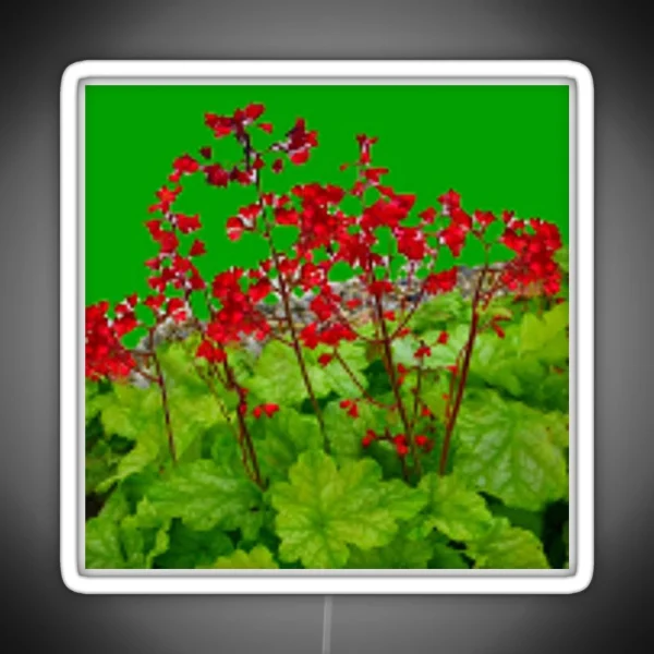 DELICATE RED FLOWERS GREEN GARDEN ART RGB Neon Sign