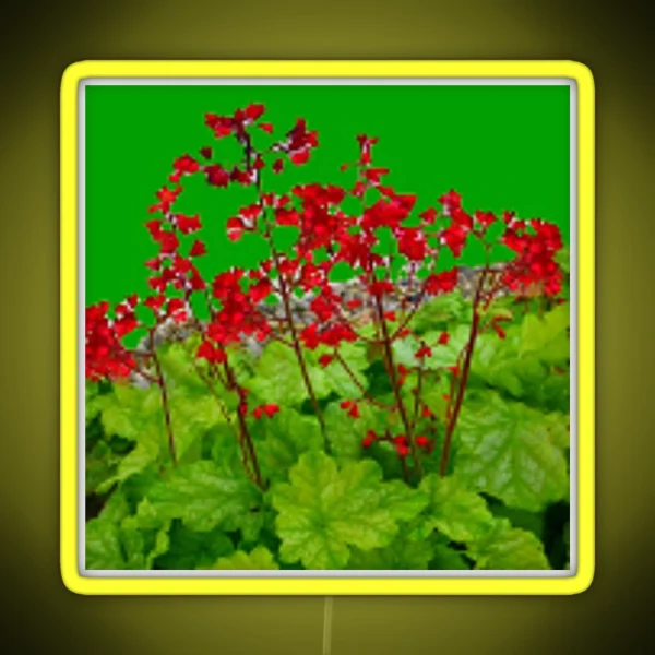 DELICATE RED FLOWERS GREEN GARDEN ART RGB Neon Sign