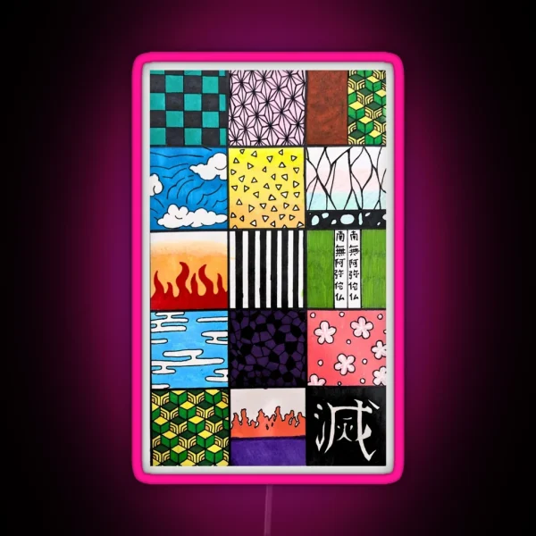 Demon Slayer Pattern Squares RGB Neon Sign