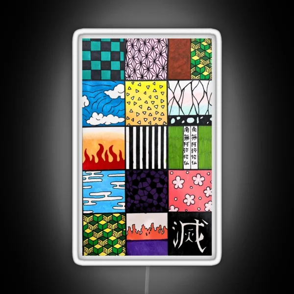 Demon Slayer Pattern Squares RGB Neon Sign