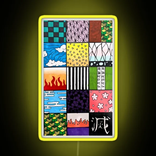 Demon Slayer Pattern Squares RGB Neon Sign