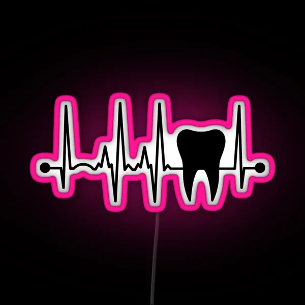 Dentist Tooth Heartbeat RGB Neon Sign