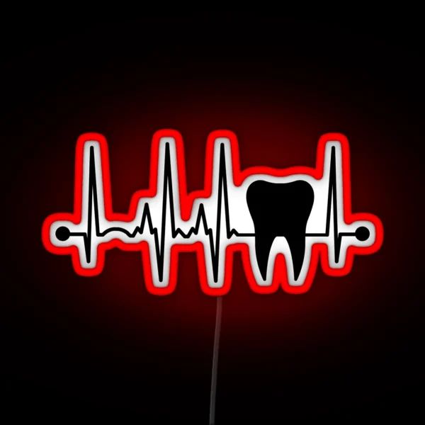 Dentist Tooth Heartbeat RGB Neon Sign