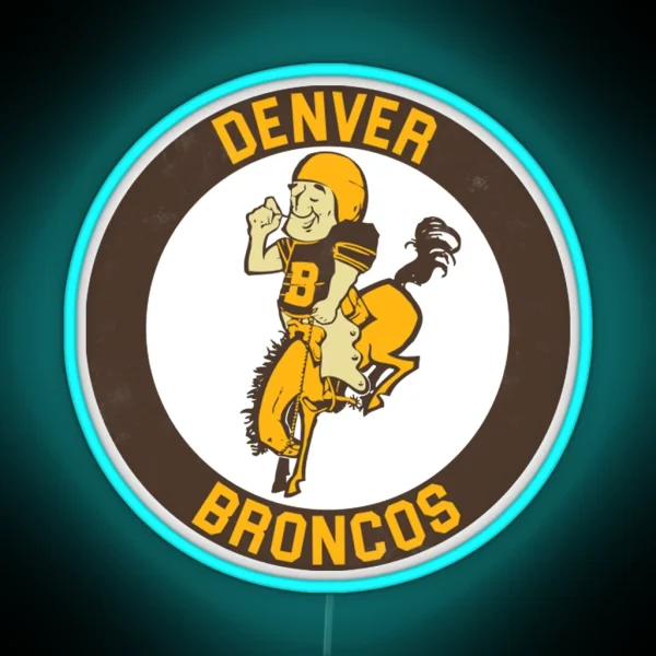 Denver Broncos Retro Fan Art Design RGB Neon Sign