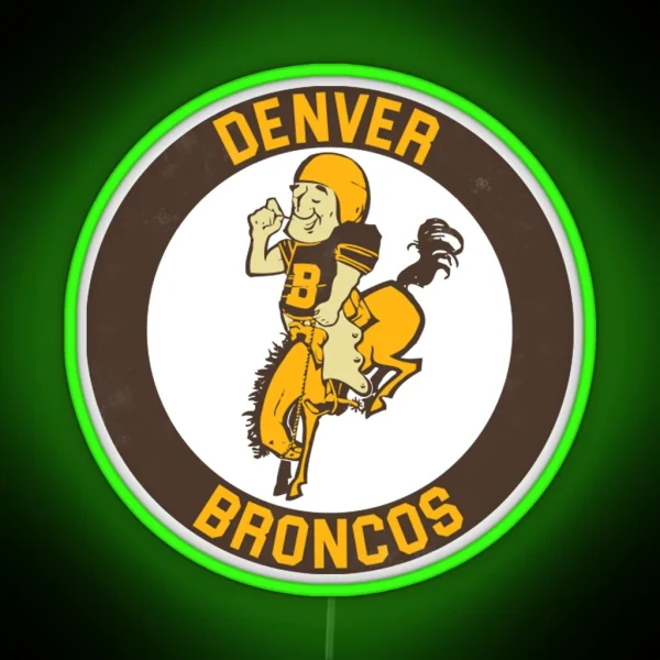 Denver Broncos Retro Fan Art Design RGB Neon Sign