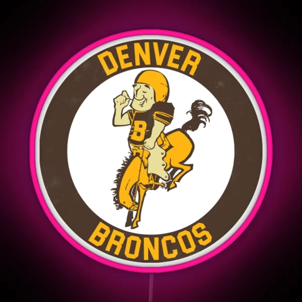 Denver Broncos Retro Fan Art Design RGB Neon Sign