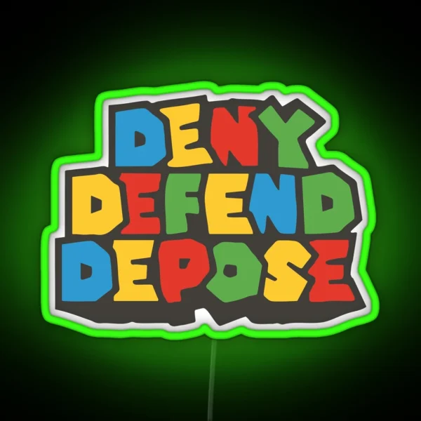 Deny Defend Depose Free Luigi Super Bro Design RGB Neon Sign