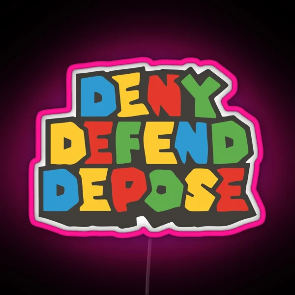 Deny Defend Depose Free Luigi Super Bro Design RGB Neon Sign