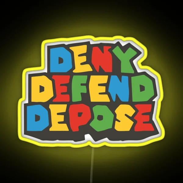Deny Defend Depose Free Luigi Super Bro Design RGB Neon Sign