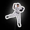 Derek Jeter Jumping Throwing Action in Vibrant RGB Neon Glow