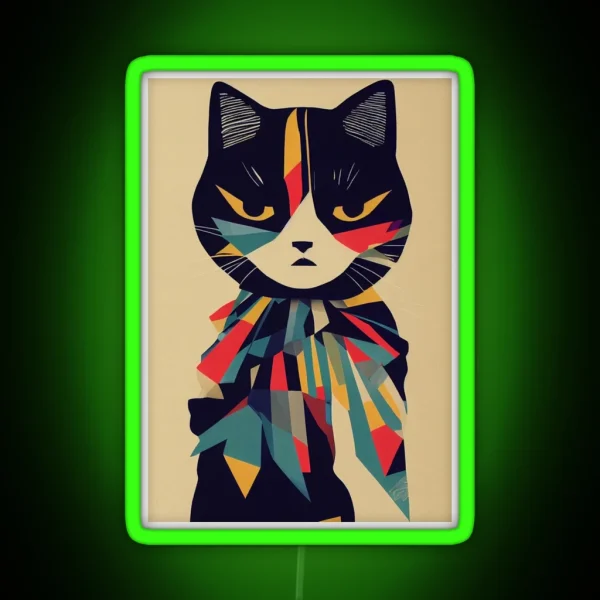 DESIGNER CAT Midjourney AI Artwork RGB Neon Sign