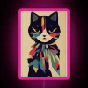 Vibrant Designer RGB LED Canvas Sign Featuring Cat Midjourney Neon Artwork