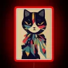 Vibrant Digital Artwork: Designer Cat in Neon RGB Lighting Sign