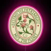 RGB neon display with feminist Destroy the Patriarchy message artwork