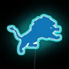 Detroit Lion Logo Neon Sign with Color-Changing RGB Lighting Effects