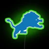 Detroit Lion Symbolic Neon Sign in Vibrant RGB Colorful Lighting