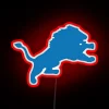 Vibrant Detroit Lion Neon Sign with Color-Changing RGB Lighting Features