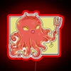 Glowing RGB neon devil octopus wall decoration art with spooky vibe