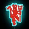 Vintage French street art flair with distressed red neon accents