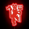 Vibrant, road-worn LED light display with crimson and neon glow