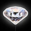 Glowing diamond shaped LED neon sign with colorful RGB lighting