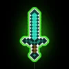 Eye-catching neon sign featuring diamond sword design with colorful lighting.
