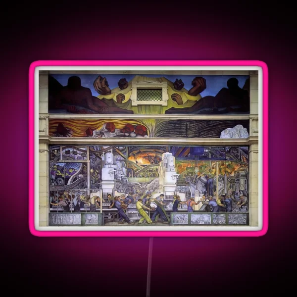 Diego Rivera Famous Paintings RGB Neon Sign