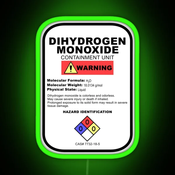Dihydrogen Monoxide RGB Neon Sign