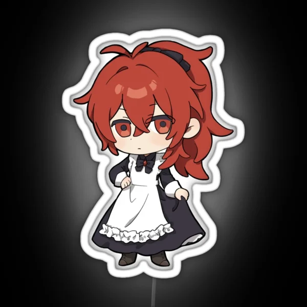 Diluc Genshin Impact Fanart Diluc Maid Dress Diluc RGB Neon Sign