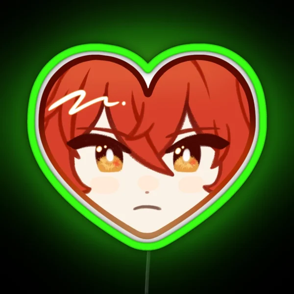 Diluc Genshin Impact Heart RGB Neon Sign