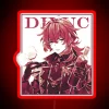 Diluc's radiant armor shines with vibrant, customizable neon lighting effects
