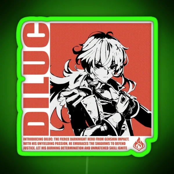 Diluc Pyro Genshin Impact RGB Neon Sign