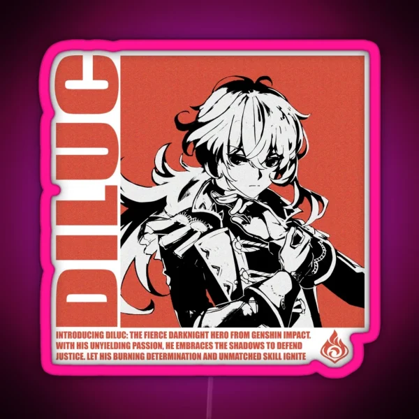 Diluc Pyro Genshin Impact RGB Neon Sign