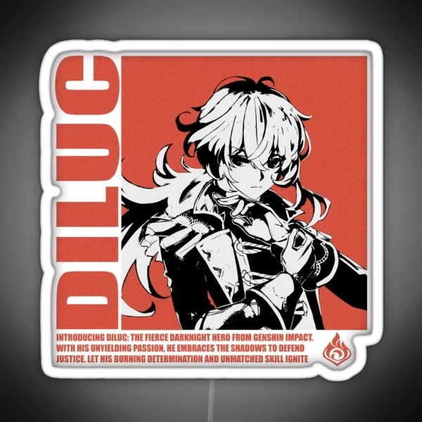 Diluc Pyro Genshin Impact RGB Neon Sign