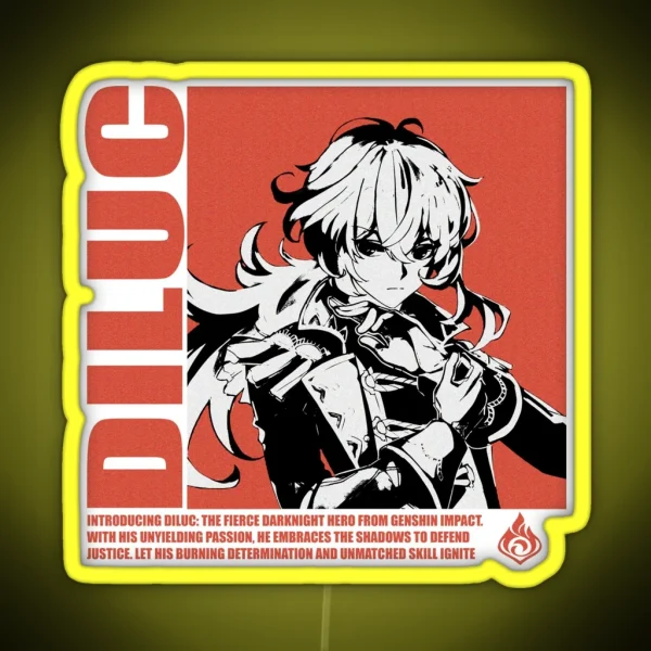 Diluc Pyro Genshin Impact RGB Neon Sign