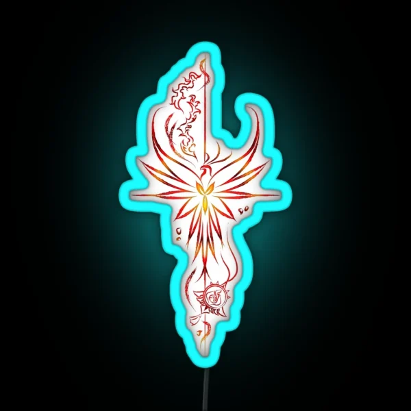 Diluc Ragnvindr Genshin Impact White RGB Neon Sign