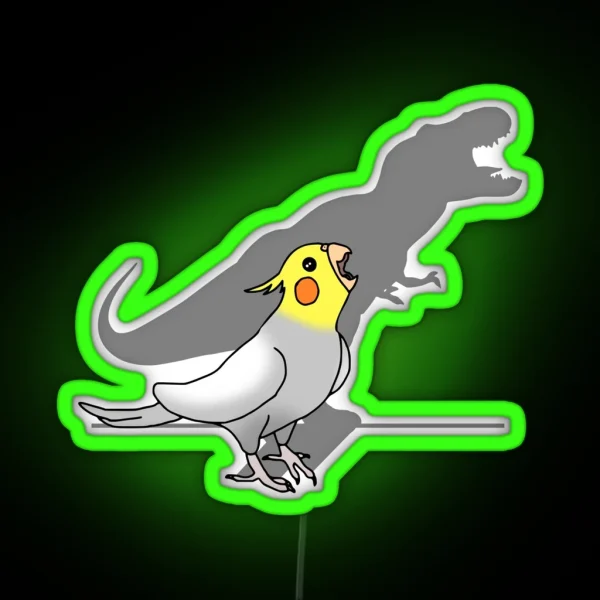 Dinosaur Shadow Cockatiel 2 RGB Neon Sign