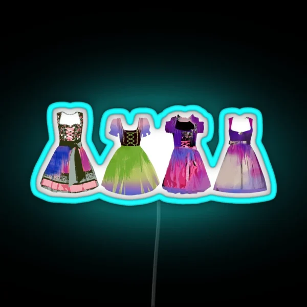 Dirndl Illustration Collage Dresses Oktoberfest RGB Neon Sign