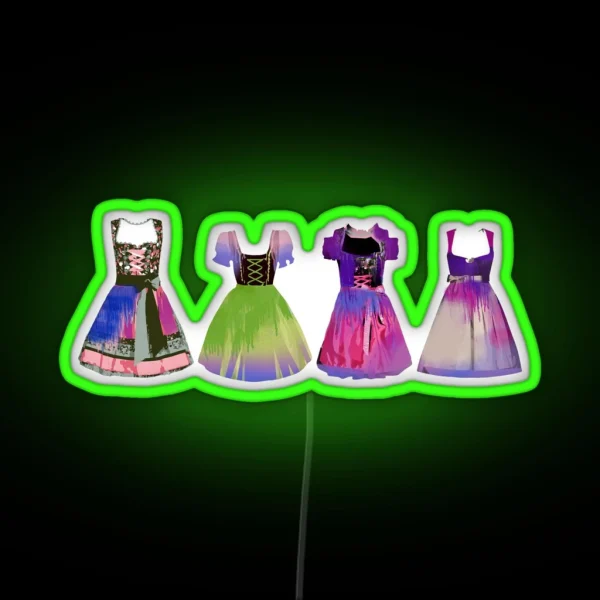 Dirndl Illustration Collage Dresses Oktoberfest RGB Neon Sign