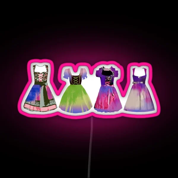 Dirndl Illustration Collage Dresses Oktoberfest RGB Neon Sign