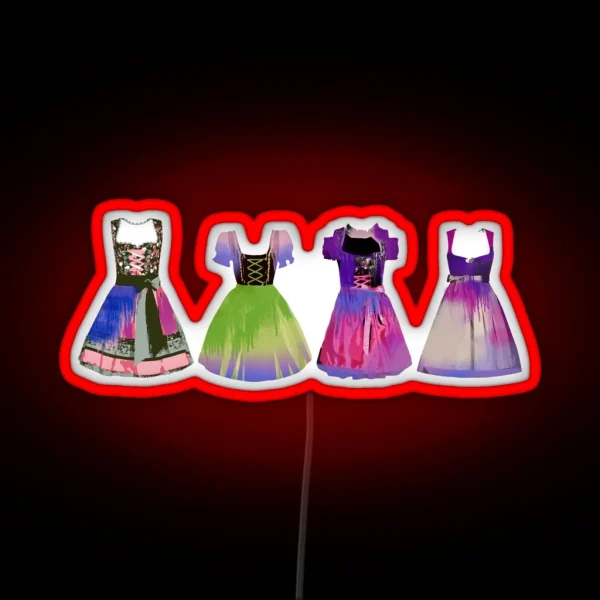 Dirndl Illustration Collage Dresses Oktoberfest RGB Neon Sign