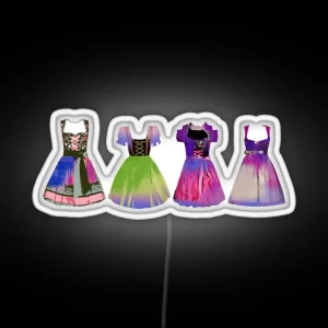 Dirndl Illustration Collage Dresses Oktoberfest RGB Neon Sign