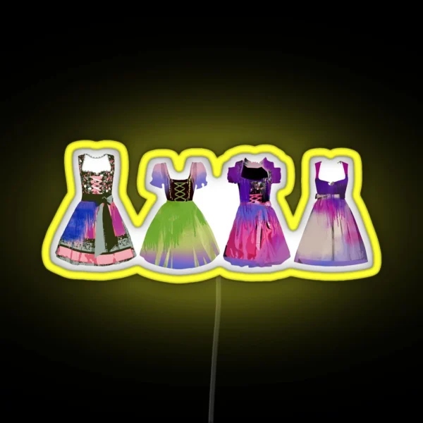 Dirndl Illustration Collage Dresses Oktoberfest RGB Neon Sign