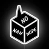 Neon sign stating 'No' with bold, colorful disapproving tone