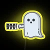 Indoor LED display with colorful Disapproving Lame Ghost design lighting.