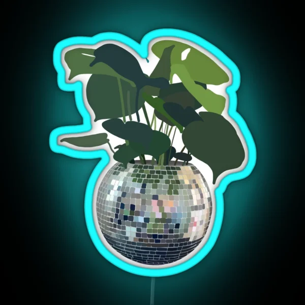 Disco Ball Plant RGB Neon Sign