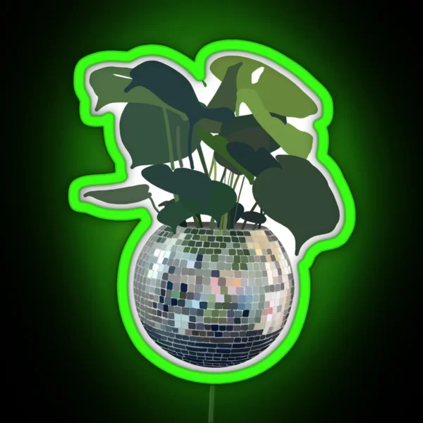 Disco Ball Plant RGB Neon Sign