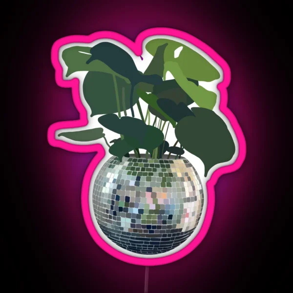 Disco Ball Plant RGB Neon Sign